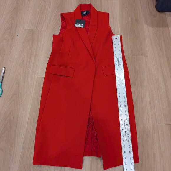 GSTQ Ultimate Sleeveless Luxury Blazer NWT - Size XL - Cherry Valentine Red - Picture 6 of 8